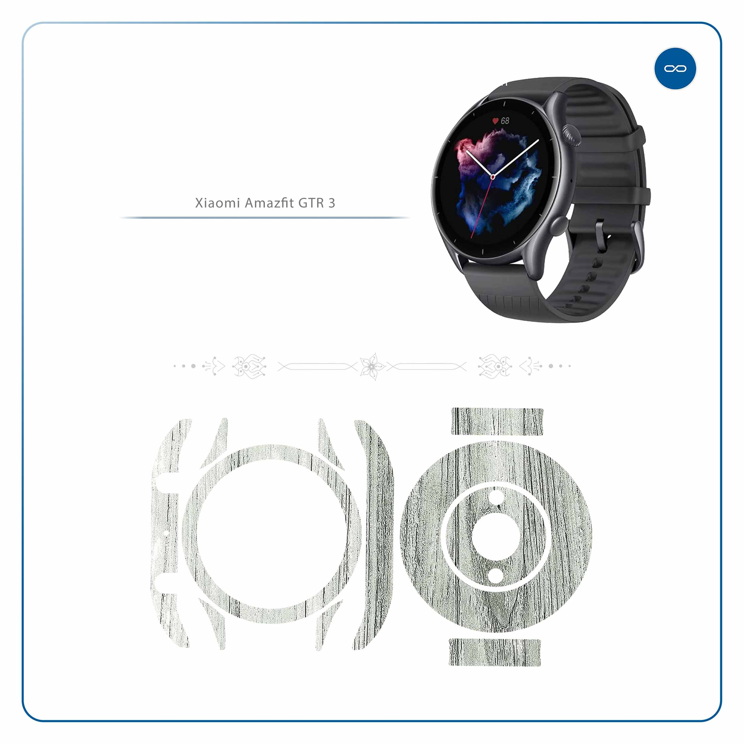 برچسب ماهوت طرح White-Wood مناسب برای ساعت هوشمند آمازفیت GTR 3