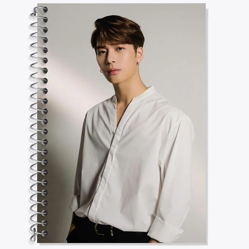 دفتر زبان 50 برگ خندالو مدل سه خط طرح جکسون گروه گات سون GOT7 کد 20945