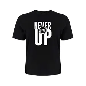 تی شرت آستین کوتاه پسرانه مدل NEVER GIVEUP کد P016 رنگ مشکی