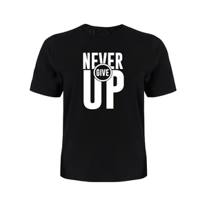 تی شرت آستین کوتاه دخترانه مدل NEVER GIVEUP کد P016 رنگ مشکی