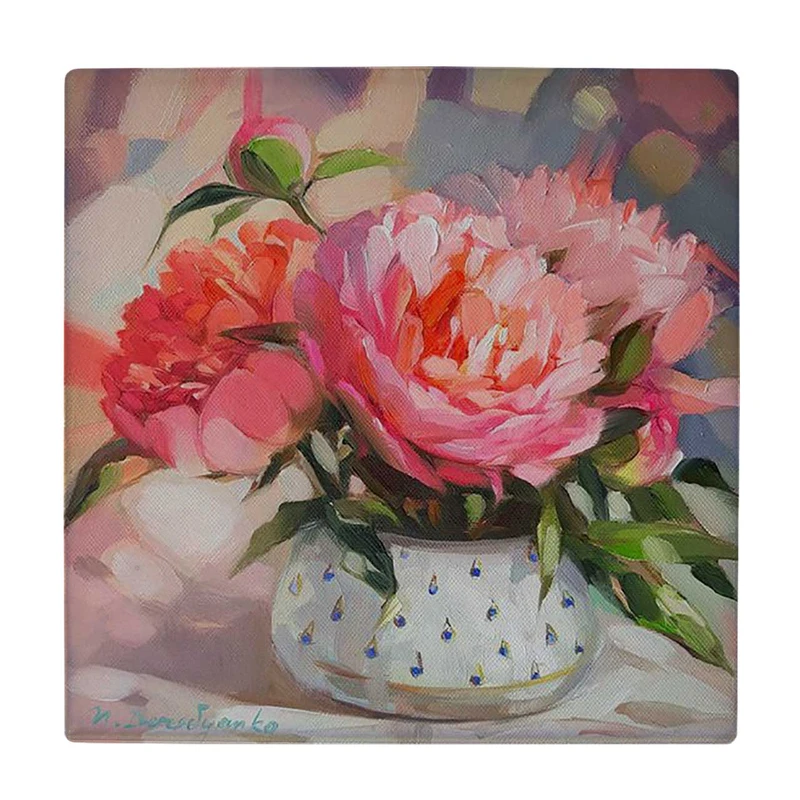 زیر لیوانی  طرح نقاشی گلدان گل کد    6087109_5169