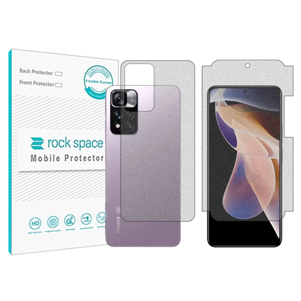 محافظ صفحه نمایش مات راک اسپیس مدل HyMTT  مناسب برای گوشی موبایل شیائومی Redmi Note 11 Pro China به همراه محافظ پشت گوشی
