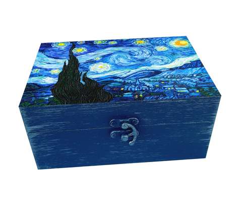 جعبه هدیه چوبی مدل هنری طرح ونگوک کد SB97