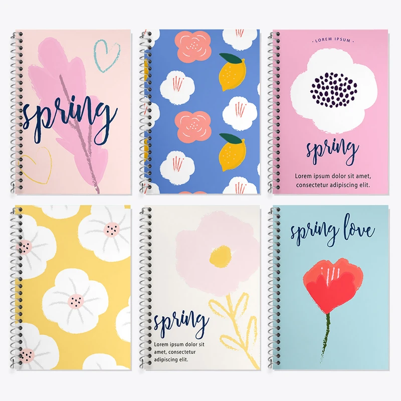 دفتر زبان 50 برگ خندالو مدل دو خط طرح بهار کد 19 مجموعه 6 عددی