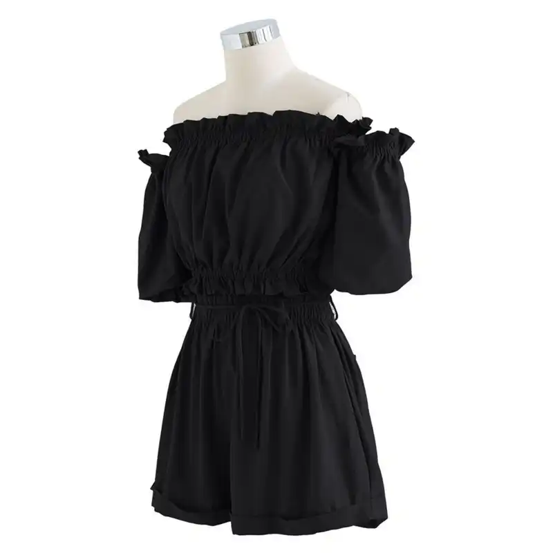 ست نیم تنه و شلوارک زنانه مدل تابستانی رنگ مشکی