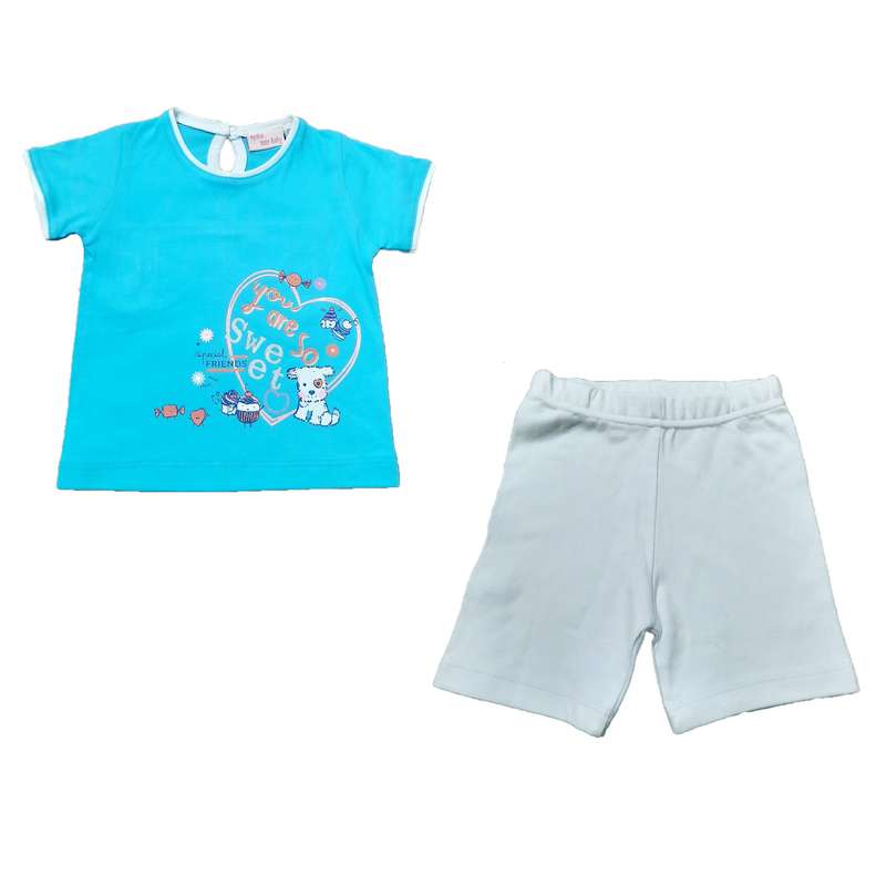 ست تی شرت و شلوارک نوزادی مدل کیوتی