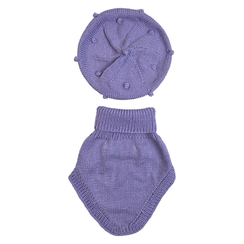 ست کلاه و شال گردن بافتنی دخترانه مدل فرانسوی