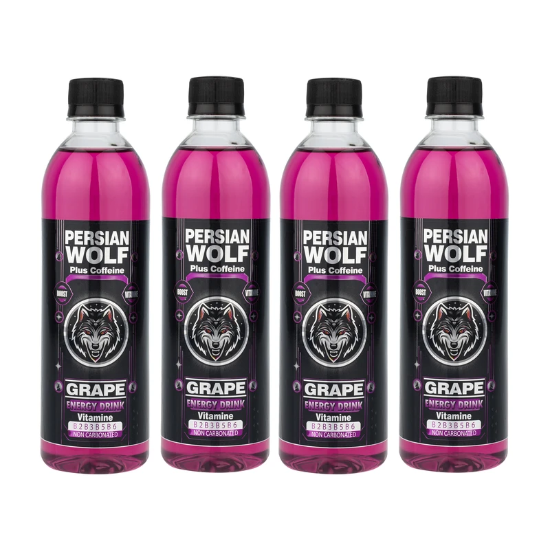 نوشیدنی انرژی‌زا انگور پرشین وولف پلاس - 500 میلی‌لیتر بسته 4 عددی