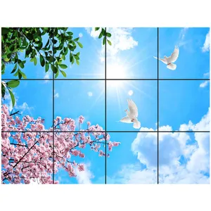 تایل سقفی آسمان مجازی طرح گل و برگ کد 0200 سایز 60x60 سانتی متر مجموعه 12 عددی