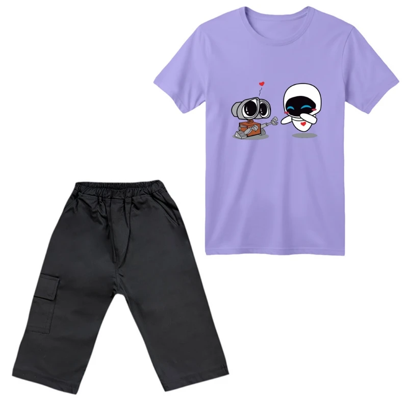ست تی‌شرت آستین کوتاه و شلوارک پسرانه مدل رباتیک