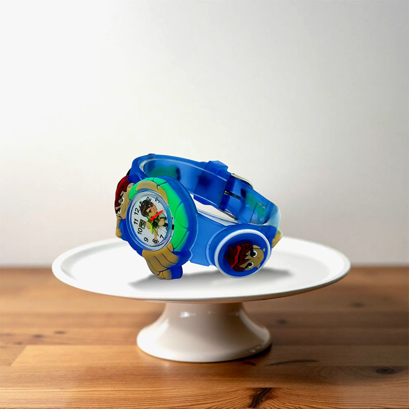 ساعت  مچی عقربه‌ای کوارتز پسرانه مدل چراغدار بند ژله ای طرح بن‌تن کد BE-1