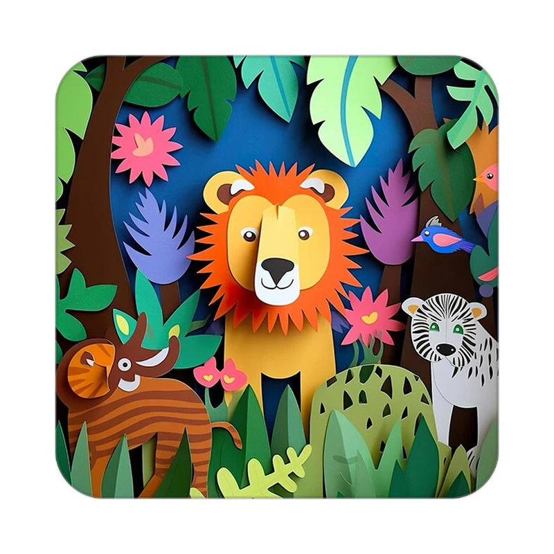 زیر لیوانی کاکتی طرح حیوانات رنگی مدل mp26647