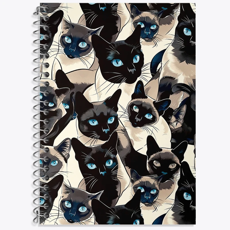 دفتر زبان 50 برگ خندالو مدل سه خط طرح گربه (Cat) کد N481