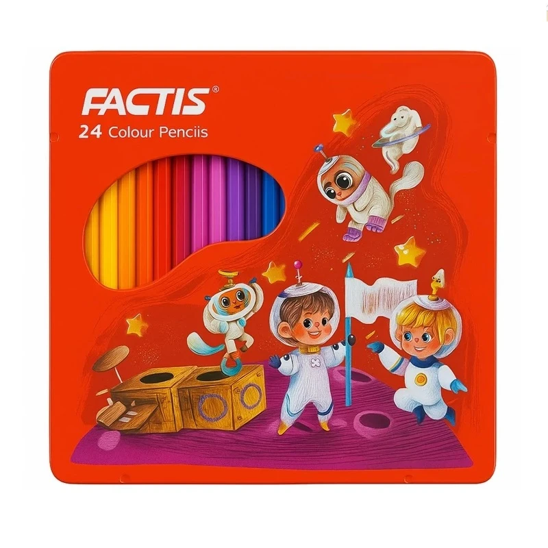 مداد رنگی 24 رنگ فکتیس مدل تخت فلزی طرح 3