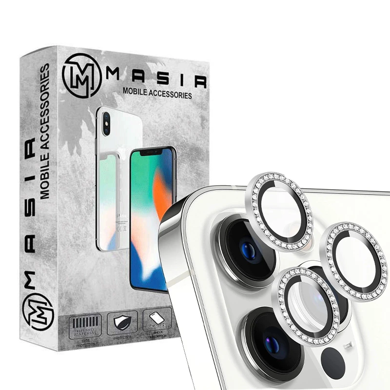 محافظ لنز دوربین مسیر مدل رینگی نگین دار مناسب برای گوشی موبایل اپل Iphone 15 Pro / 15 Pro Max