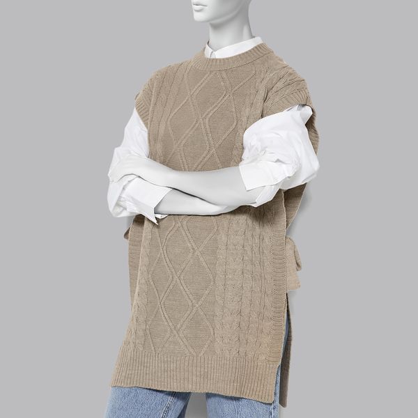 وست یقه گرد بافت زنانه مدل 650077105 طرح ترندیول