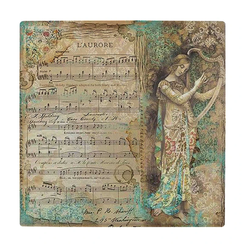  زیر لیوانی  طرح نقاشی بانوی چنگ نواز کد    5881540_4482