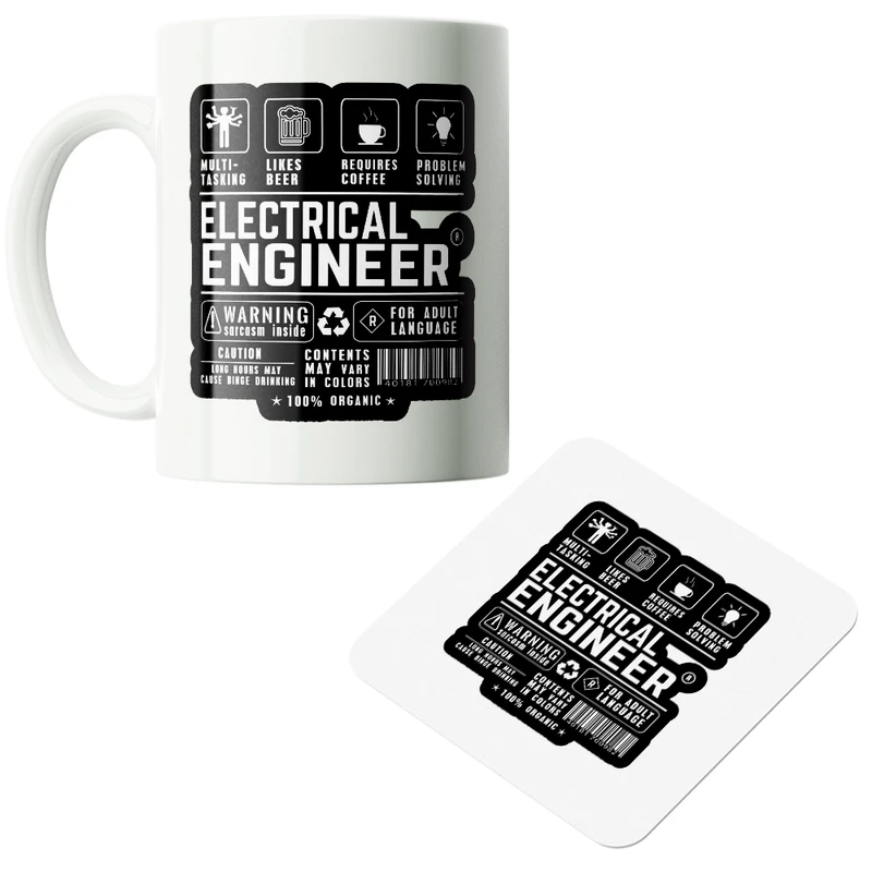 ماگ پاد آفرین مدل مهندس برق الکترونیک کد PZ003 به همراه زیرلیوانی