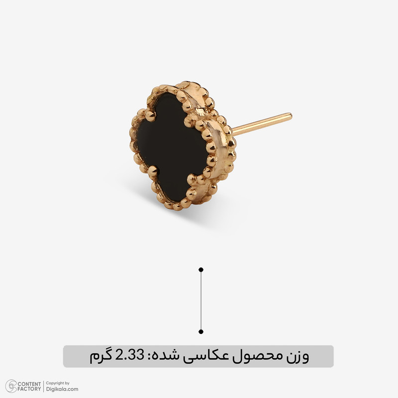 گوشواره میخی طلا 18 عیار زنانه با طرح ونکلیف آرپلز الی گالری مدل سنگ ریز - 4