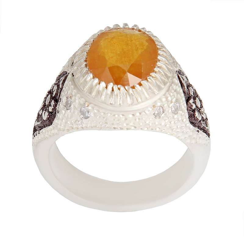 انگشتر نقره مردانه بازرگانی میلادی مدل سنگ یاقوت کد AM_2369