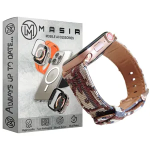 Masir Fashion Leather Strap suitable for Apple Watch Series 1/2/3/4/5/6/7/8/9/SE/ULTRA/ULTRA 2 42/44/45/49mm