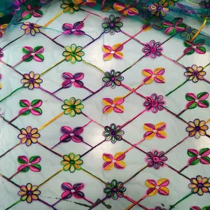 پارچه لباس مدل تور خامه دوزی سنتی