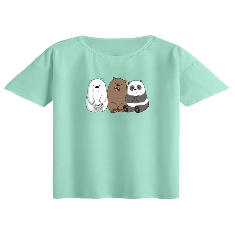 کراپ تی‌شرت آستین کوتاه زنانه مدل سه خرس