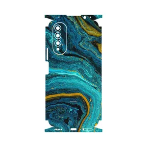 MAHOOT Turquoise marblewith golden streaks-FullSkin Cover Sticker for Wiko T50