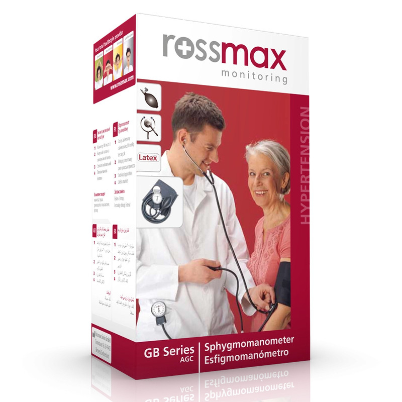 فشارسنج عقربه‌ای بازویی رزمکس مدل GB102 با کاف بدون لاتکس، پمپ دستی و استتوسکوپ، مناسب بازو 24 تا 32 سانتی‌متر، بدون نیاز به منبع انرژی و همراه با کیف و دفترچه راهنما