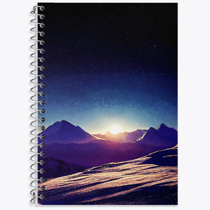 دفتر زبان 50 برگ خندالو مدل دو خط طرح منظره کوه کد F1185