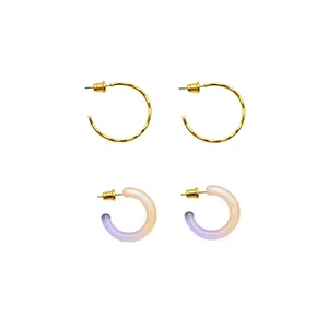 گوشواره میخی زنانه مدل پیچ و رزین مجموعه 2 عددی