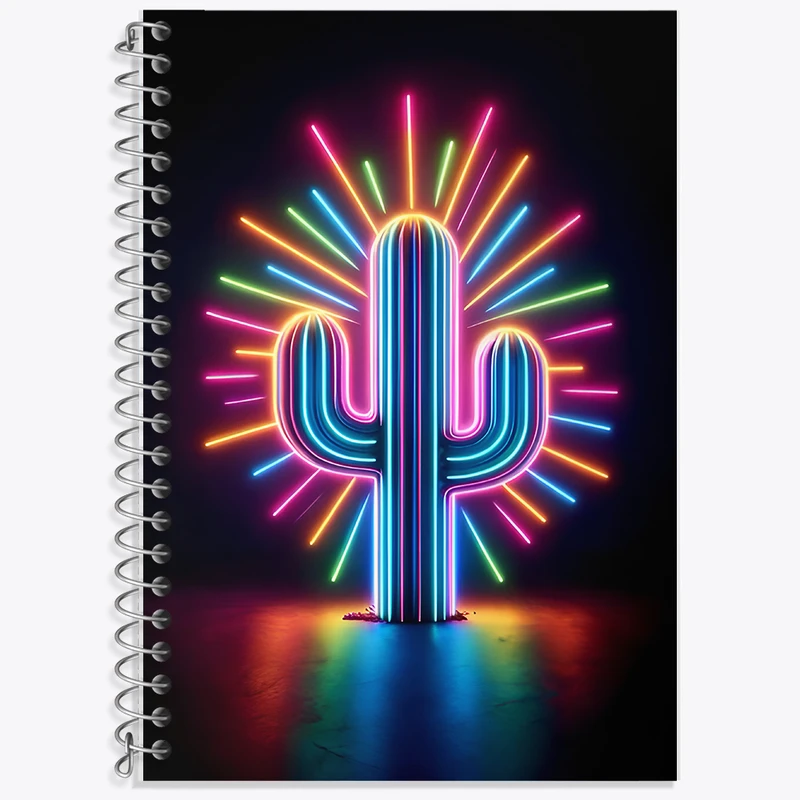 دفتر زبان 50 برگ خندالو مدل دو خط طرح کاکتوس نئونی کد F7875