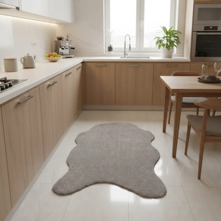 گلیم مدل پرز بلند ماشینی زمینه فیلی طرح پوست