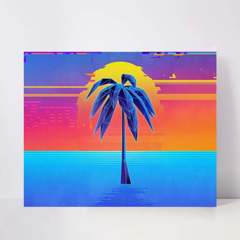 تابلو شاسی مدل palm tree retro کد S-14043