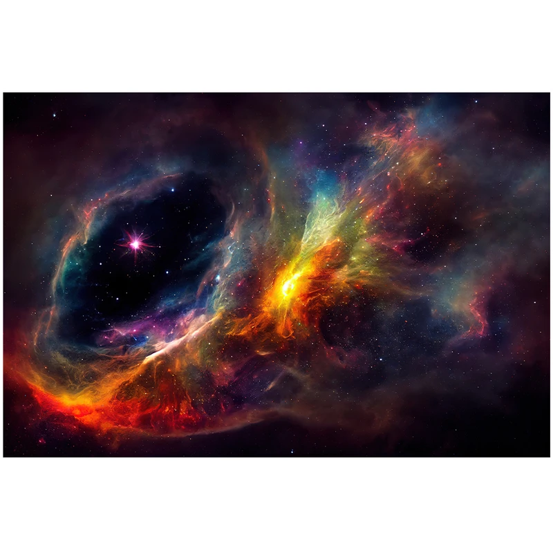 فرش پارچه‌ای مدل فرشینه طرح پرتو های فضایی رنگین کمان کیهانی کد AR3060283