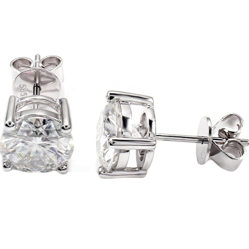 گوشواره نقره زنانه مدل تک نگین زیرکنیا