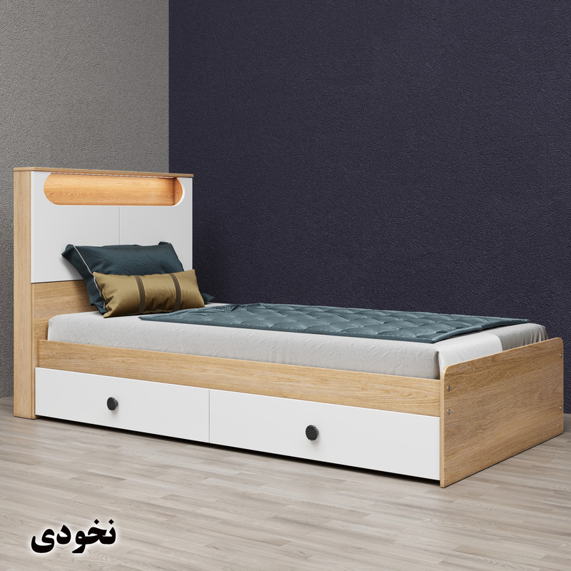 تخت خواب یک نفره وینه چوب مدل آرتا سایز 100x200 سانتی متر
