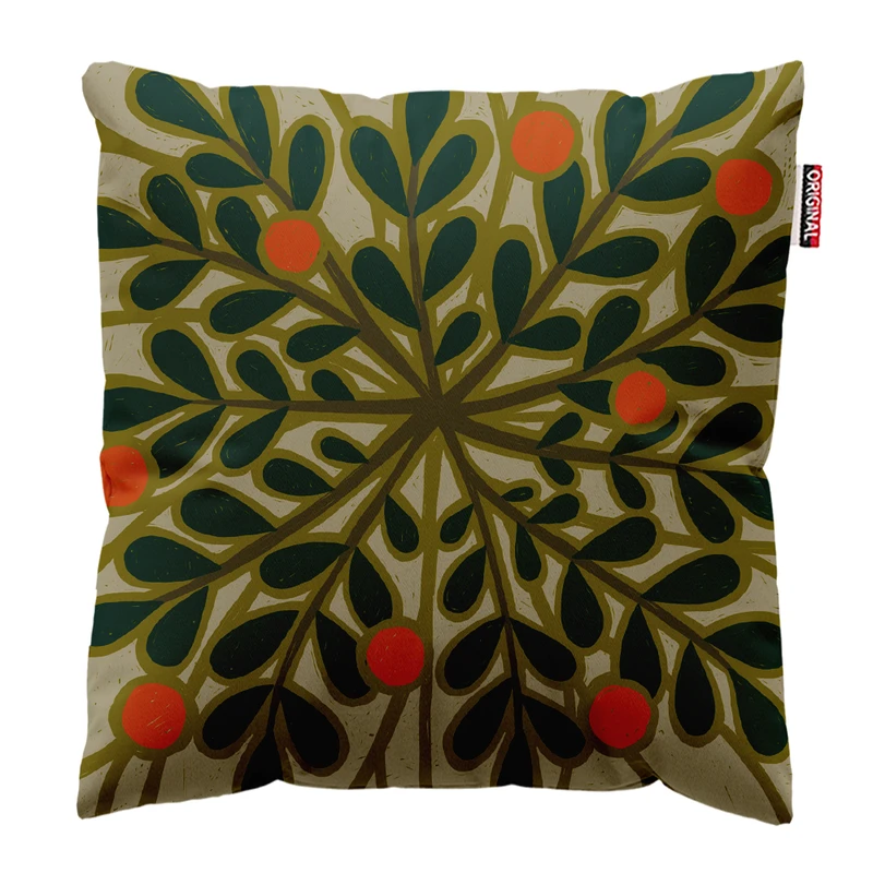 کوسن پاد آفرین مدل فانتزی طرح گل و برگ کد PK402295 سایز 40*40 سانتی متر