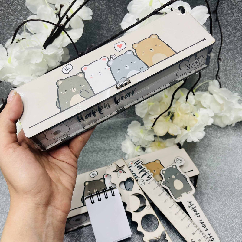 بسته لوازم تحریر مدل خرسی و دوستان مجموعه 6 عددی