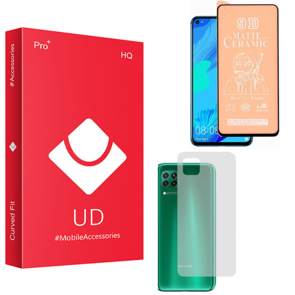 محافظ صفحه نمایش سرامیکی مات یو دی مدل HQ مناسب برای گوشی موبایل هوآوی P40 Lite به همراه محافظ پشت گوشی