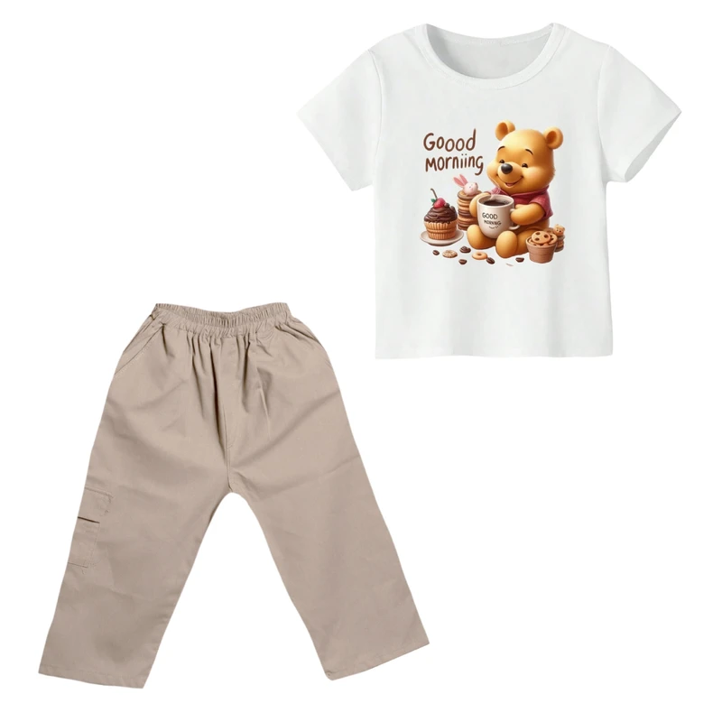 ست تی شرت و شلوارک پسرانه مدل پو کد ۳۵