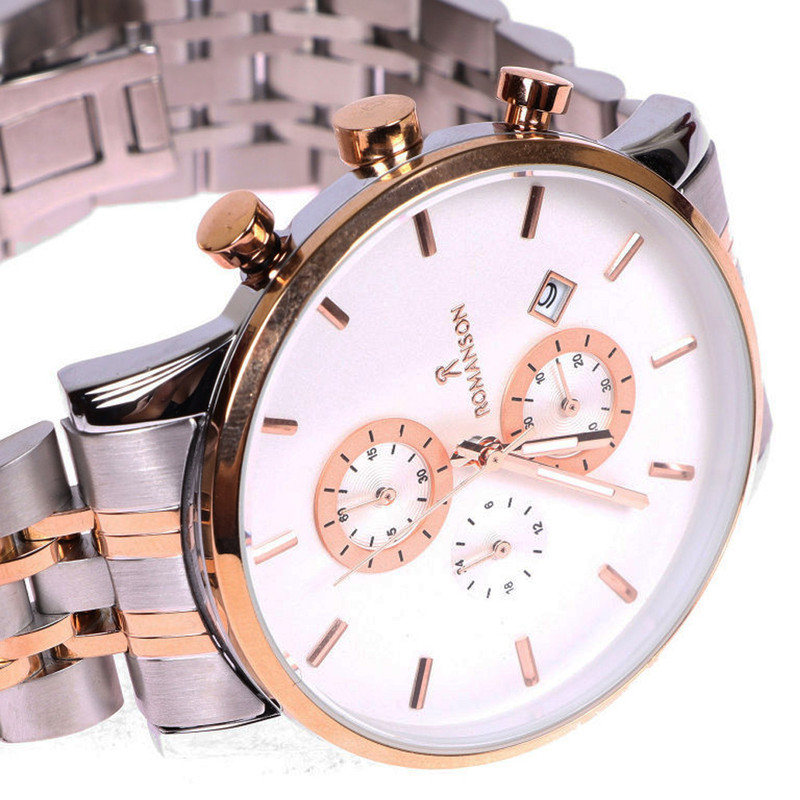 ساعت مچی عقربهای مردانه رومانسون مدل بندفلزی سه موتور کرنوگراف کد 14 ساعت مچی عقربهای مردانه رومانسون مدل بندفلزی سه موتور کرنوگراف کد 14