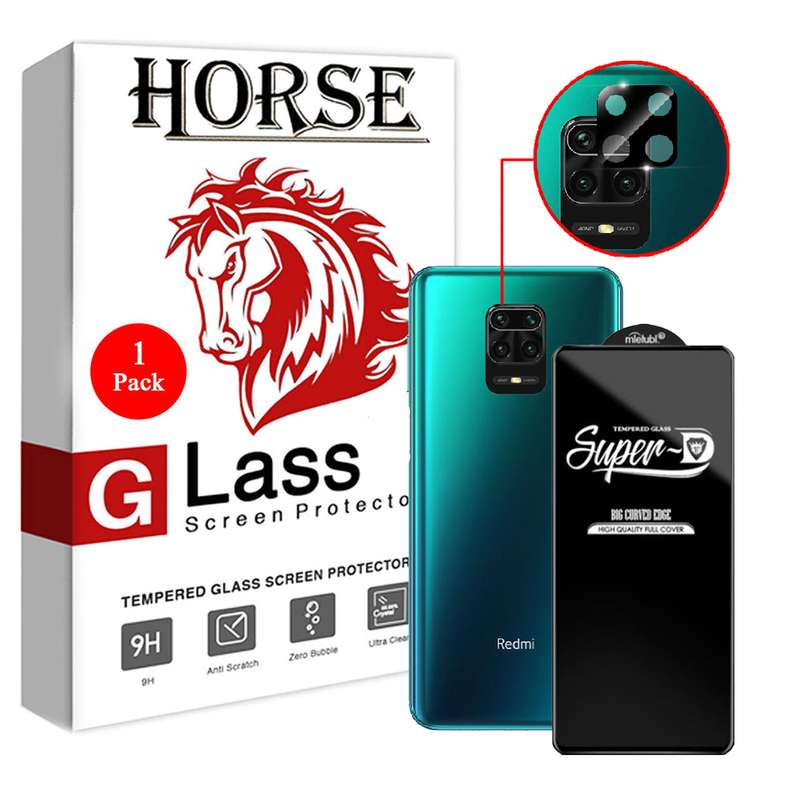 محافظ لنز دوربین هورس مدل 2SFA مناسب برای گوشی موبایل شیائومی Redmi Note 9S به همراه محافظ صفحه نمایش