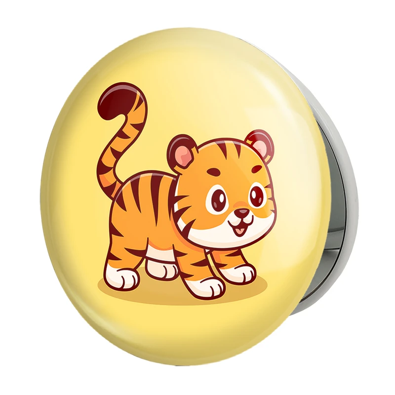 آینه جیبی خندالو طرح حیوانات بامزه ببر مدل تاشو کد 25403 