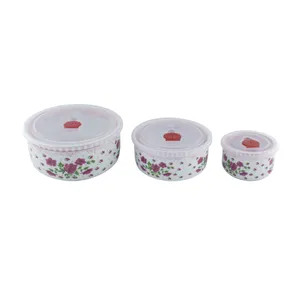 ظرف نگهدارنده مدل سوپاپ دار طرح گلدار کد MPA-7070/6 مجموعه 3 عددی