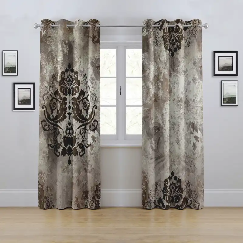 پرده مدل پانچی طرح داماسک سایز 280x145 سانتی متر