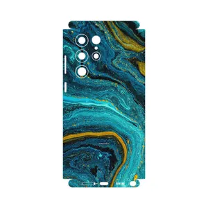 MAHOOT Turquoise marblewith golden streaks-FullSkin Cover Sticker for Samsung Galaxy S22 Ultra 5G