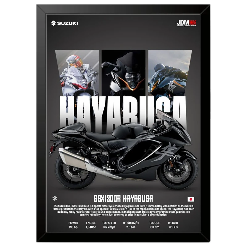 تابلو بکلیت طرح موتور سنگین سوزوکی Suzuki GSX1300R Hayabusa مدل b-po1684 فریم مشکی