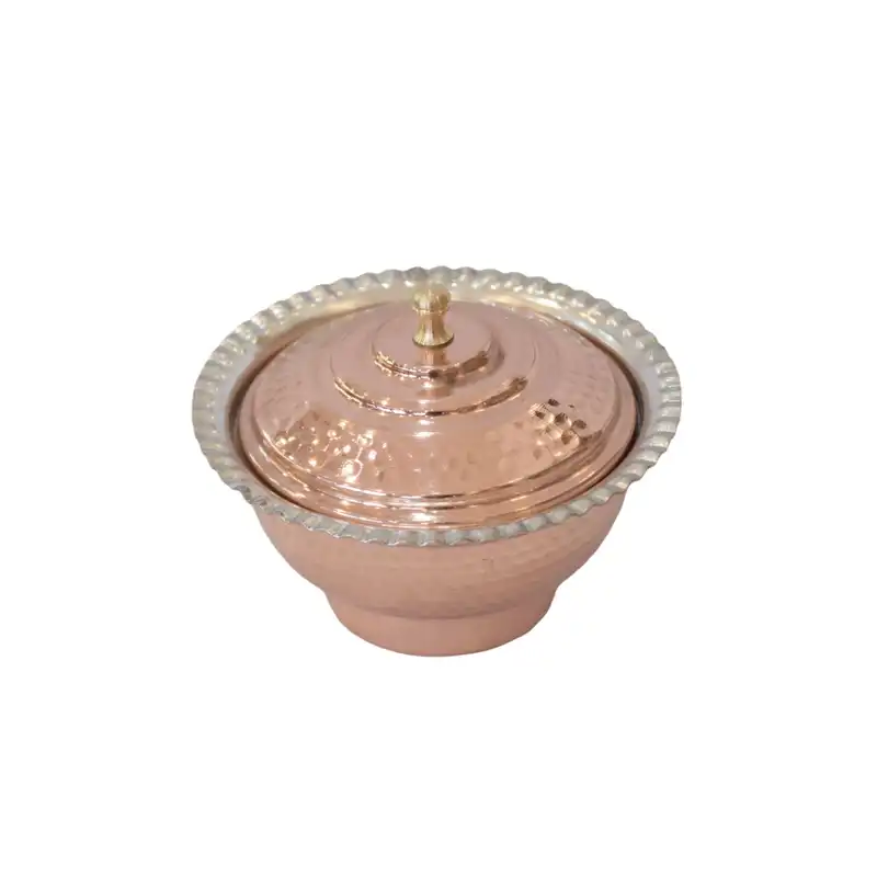 قندان مسی مدل لبه چین دار