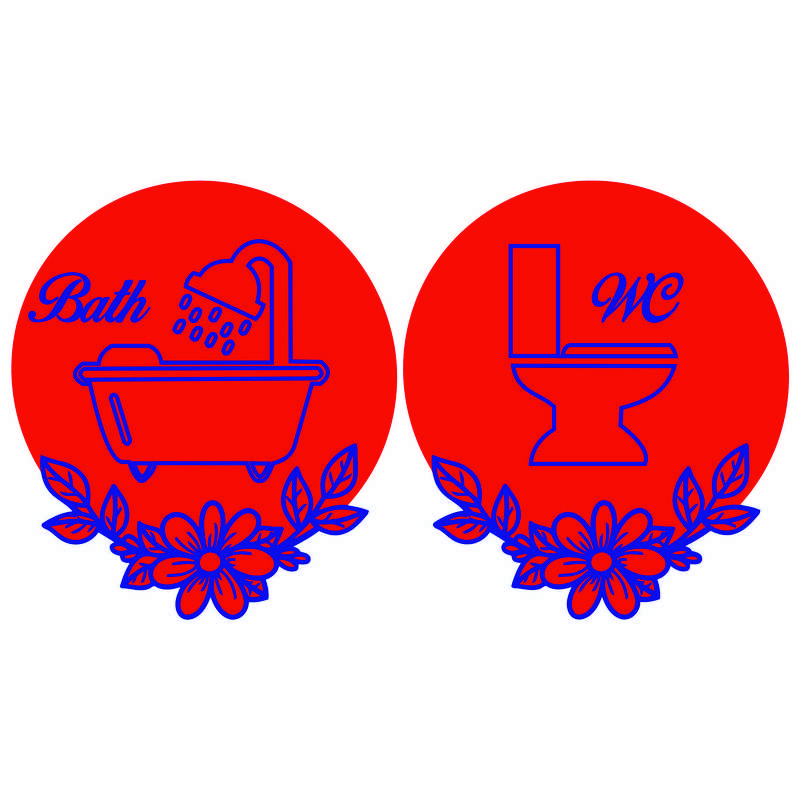 تابلو نشانگر طرح دستشویی و حمام مدل S.G مجموعه 2 عددی